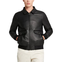 Mens Lambskin Leather Biker Jacket-2