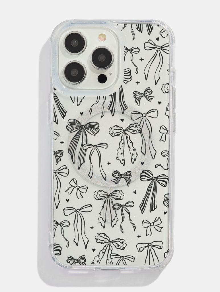 Black Painted Bows Glitter MagSafe iPhone Case