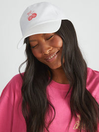 Bow Disco Cherry Cap in White