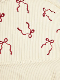 Burgundy Bow Embroidered Backpack