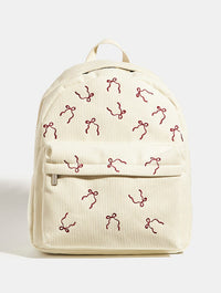 Burgundy Bow Embroidered Backpack