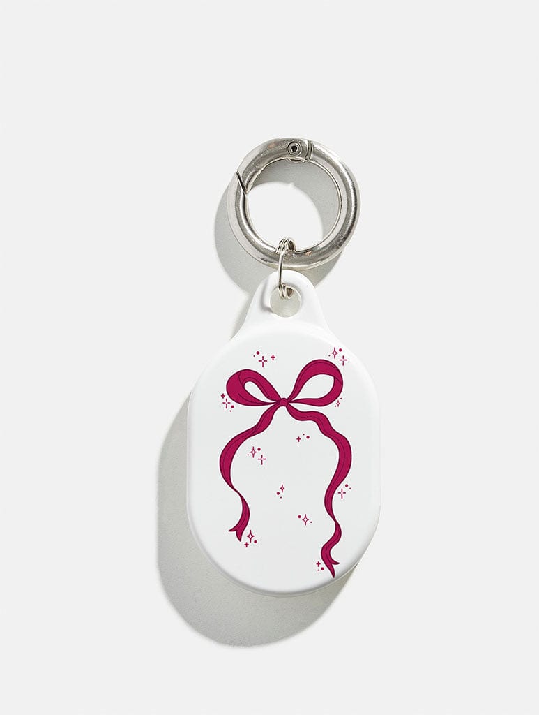 Burgundy Single Bow AirTag Case in Gloss