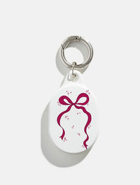 Burgundy Single Bow AirTag Case in Gloss