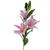 Artificial Flowers Large Pink Lily Stem - 3 Flowers 100cm-0