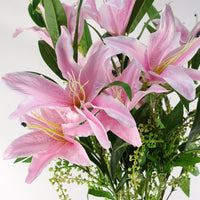 Artificial Flowers Large Pink Lily Stem - 3 Flowers 100cm-1
