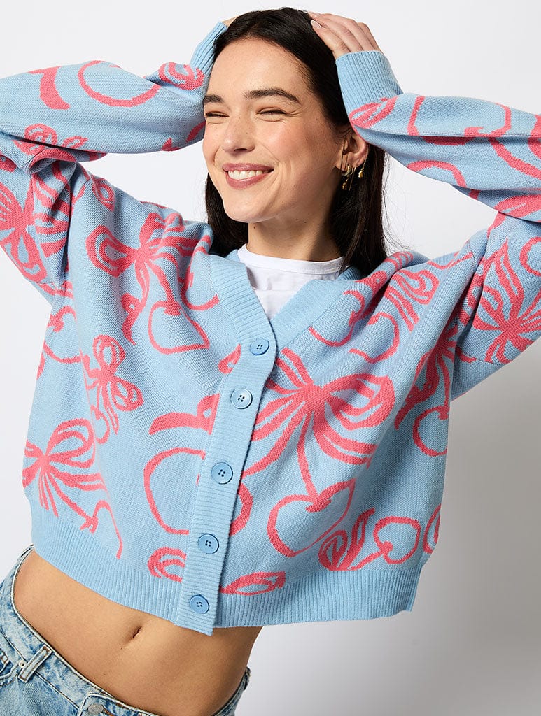 Cherry Bow Knitted Cardigan
