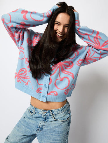 Cherry Bow Knitted Cardigan