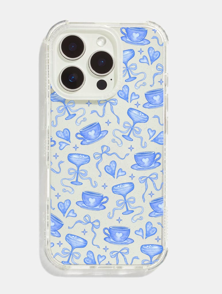 Espresso Blue Bow Shock iPhone Case