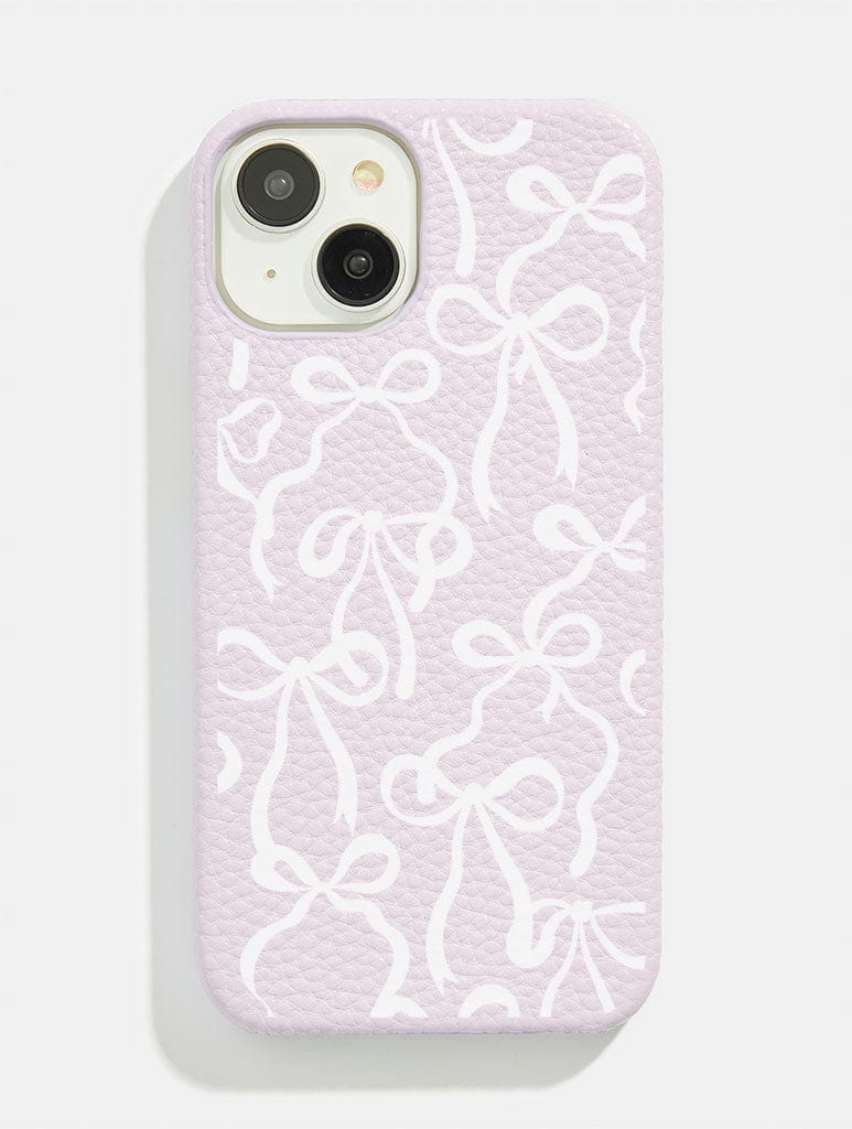 Lilac & White Bows Vegan Leather iPhone Case