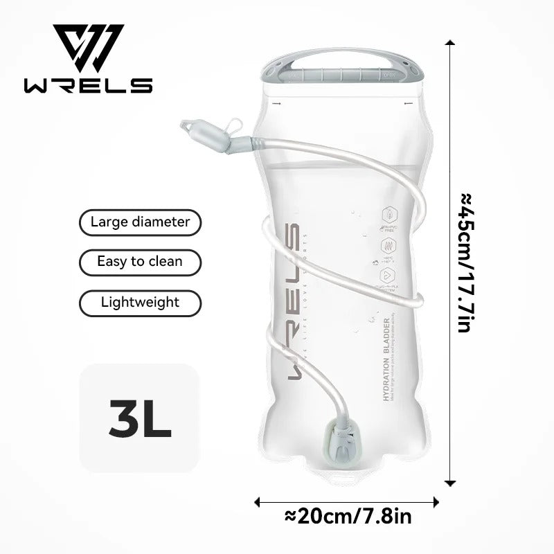 WRELS 1.5L/2L/2.5L/3L TPU Hydration Bladder BPA Free Water Reservoir Water Bag for Running Cycling Hiking Water Storage Bag