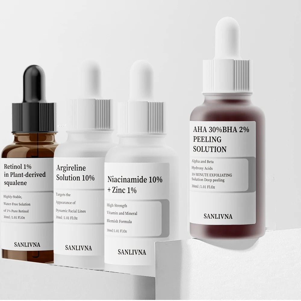 AHA 30%+BHA 2% Exfoliating Face Salicylic Acid Serum 10% Niacinamide + 1% Zinc, 10% Hexapeptide Serum Moisturizing Face Skincare