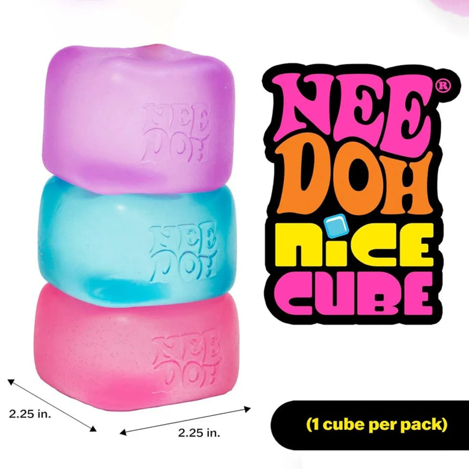 Schylling Needoh Nice Cube -Stress Relief Squishy Toy, Sensory Toy, Cube Squeeze Ball, Vent Toy, Kids Gift, Red Purple Blue, Sn