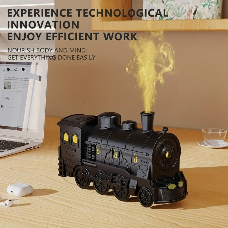 Retro Train Essential Oil Diffuser with 2 Imitative Train Sounds, Quiet Aroma Diffuser, USB-Powered Air Humidifier for Home