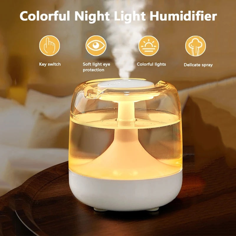 USB Connected Three Nozzle Humidifier 1.8L Large Capacity 3-Gear Adjustment Essential Oil Diffuser With LED Night Light
