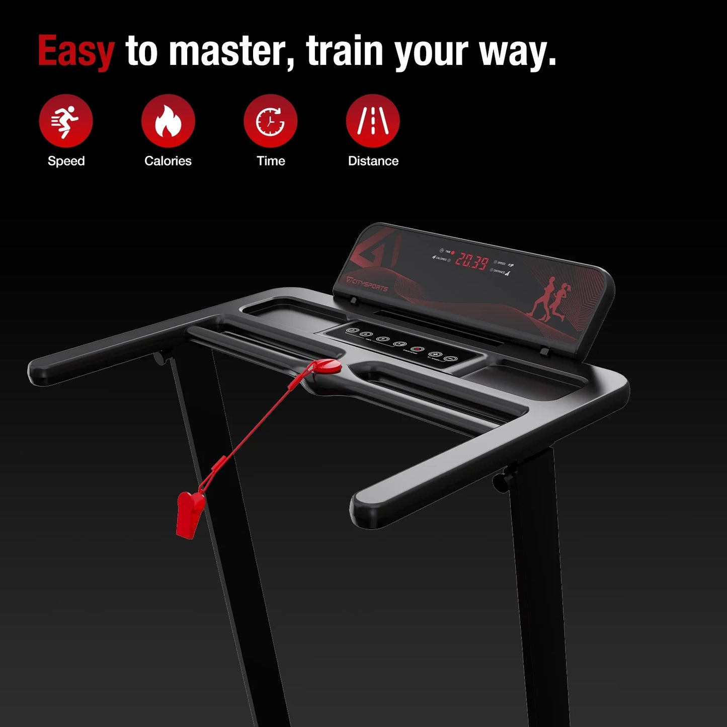 CITYSPORTS PRO Treadmill, Folding Treadmill with 8% Incline, Fitness Equipment, APP & Bluetooth Speaker, 1-12km/h, 120kg