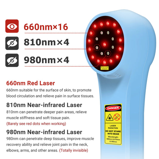 Knee Shoulder Back Hand Pain Relief Device Cold Laser Therapy Red Light Physical Therapy Non-invasive Portable Home / Travel Use