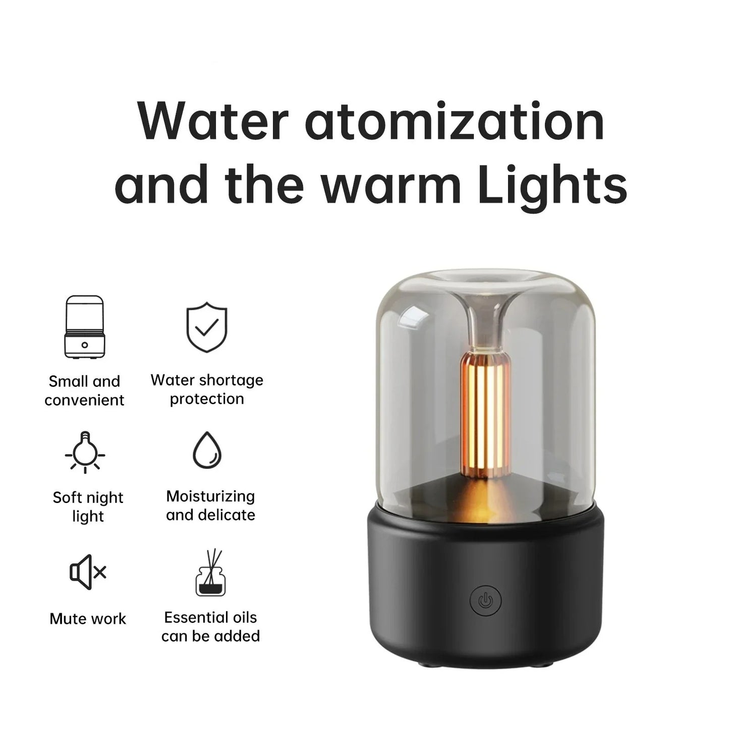 New Candlelight Aromatherapy Humidifier - Compact Desktop Spray with Essential Oil Atomization for Home & Office Use