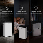 HUMSURE Dehumidifier 16 L/Day, Electric Dehumidifier with Drain Hose 1.2 m, Room Dehumidifier with LED Display