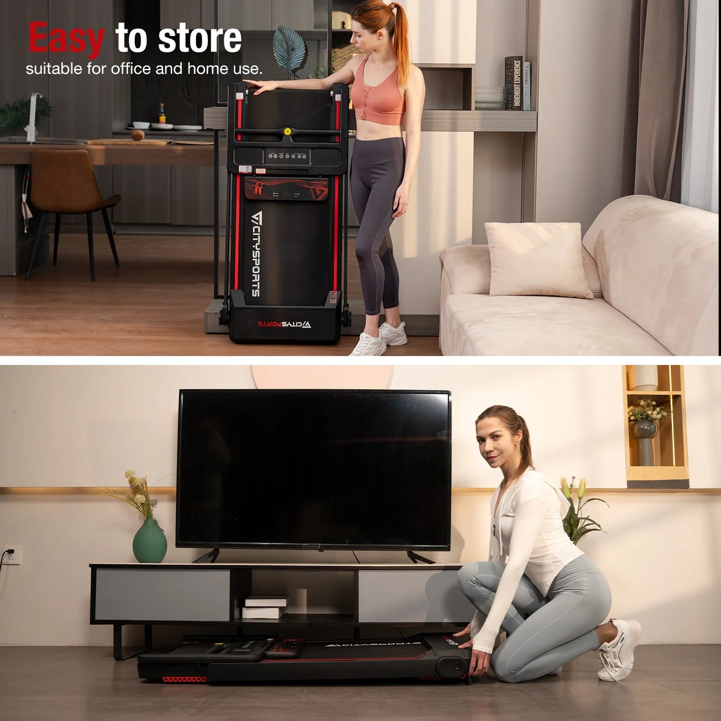 CITYSPORTS PRO Treadmill, Folding Treadmill with 8% Incline, Fitness Equipment, APP & Bluetooth Speaker, 1-12km/h, 120kg