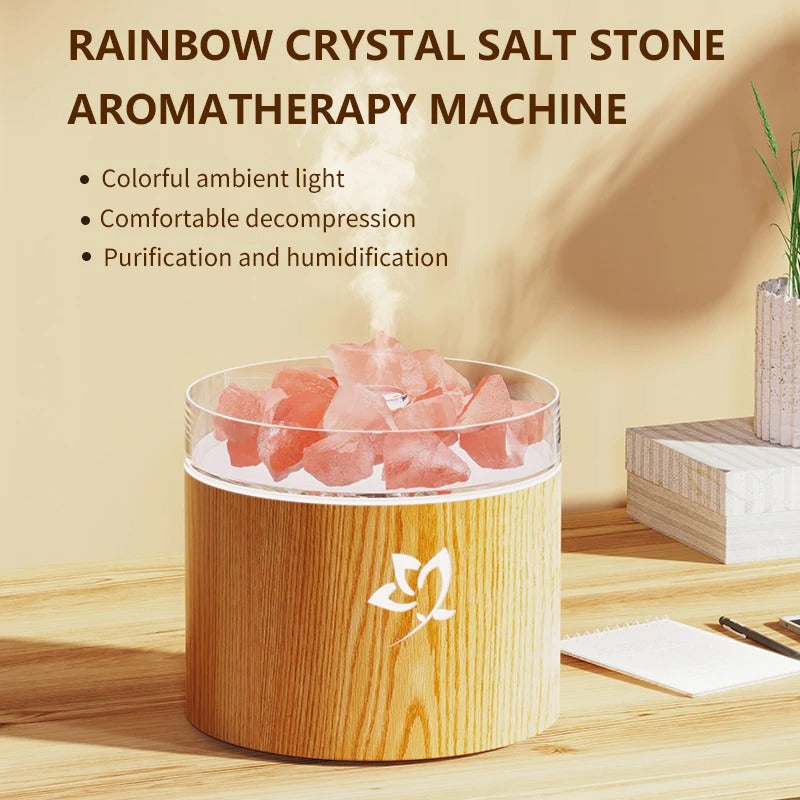 Crystal Salt Stone Aromatherapy Machine Colorful Atmosphere Lamp Atomization Humidification Suitable for Office and Bedroom