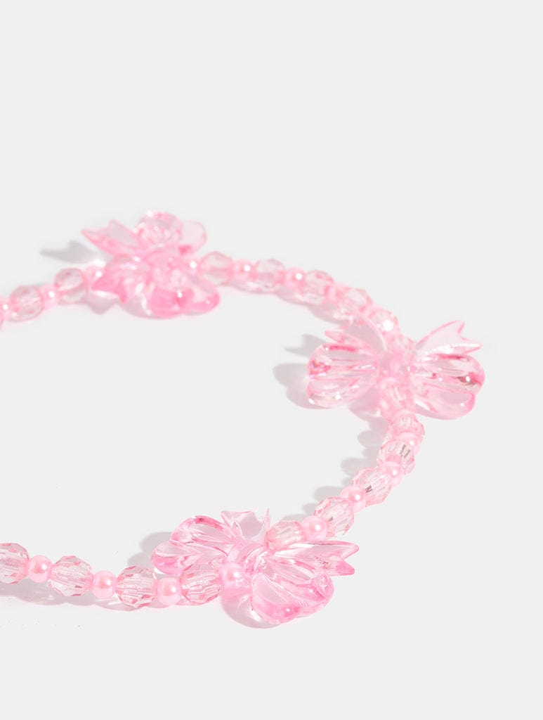 Pink Bow Beaded Strap