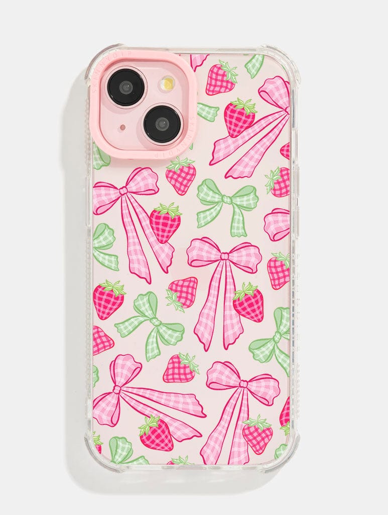 Pink Gingham Bow Shock iPhone Case