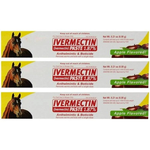3 Pack Paste Horse Dewormer Apple Flavor – Durvet Wormer