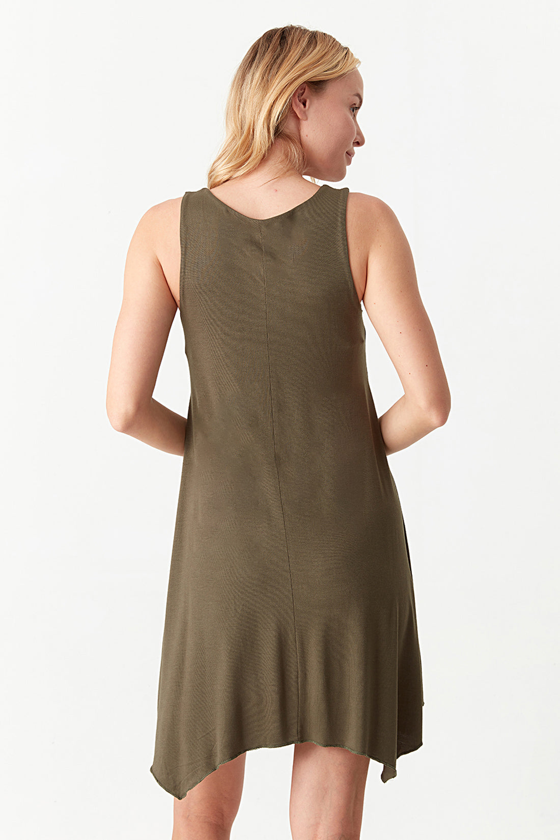 Khaki Sleeveless Hankerchief Bodycon Dress
