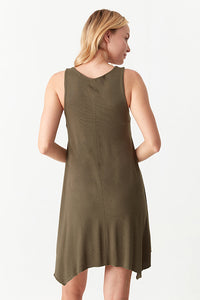 Khaki Sleeveless Hankerchief Bodycon Dress