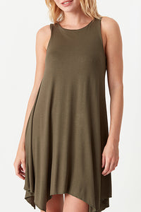 Khaki Sleeveless Hankerchief Bodycon Dress