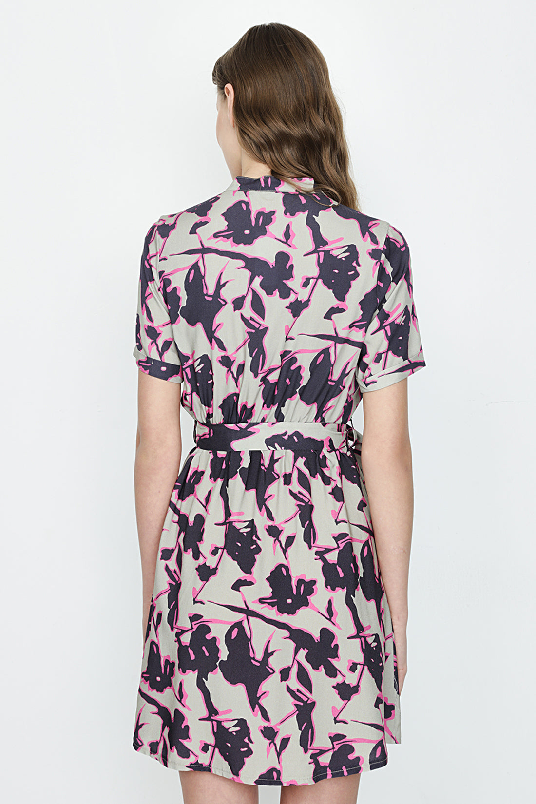 Multi Collarless Printed Shirt Dress
