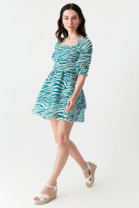 Green Zebra Chiffon Rara Dress