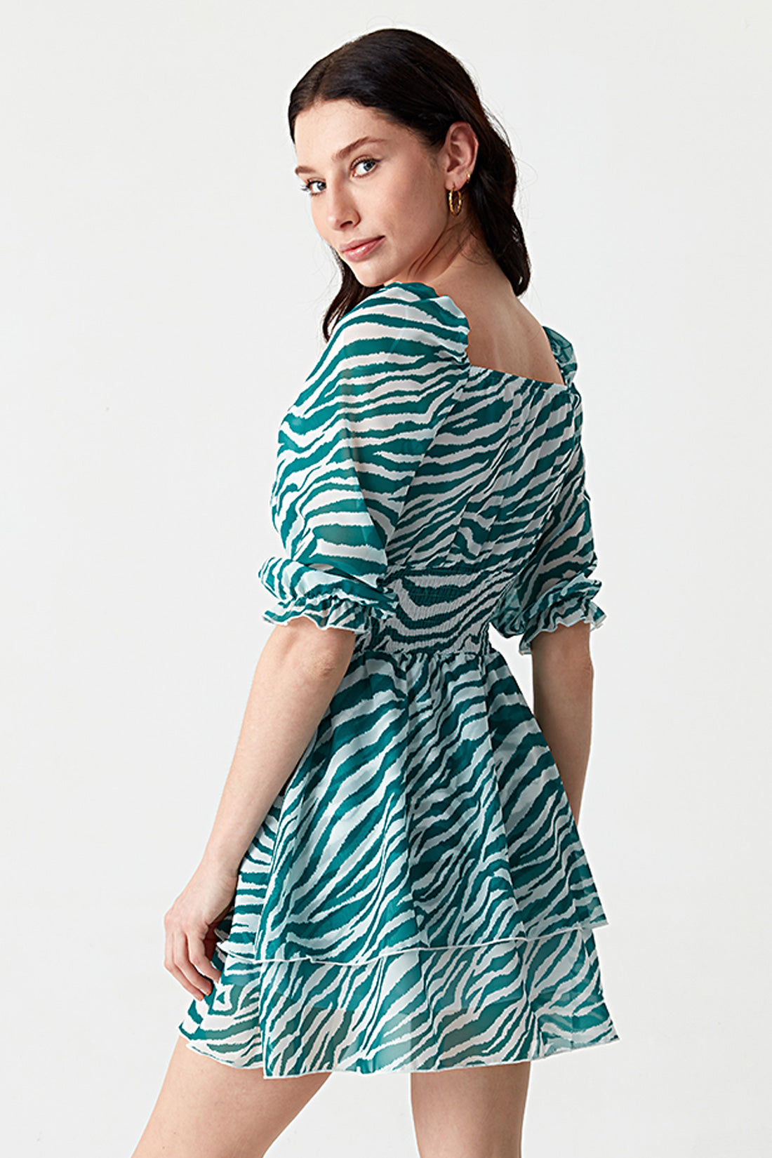 Green Zebra Chiffon Rara Dress