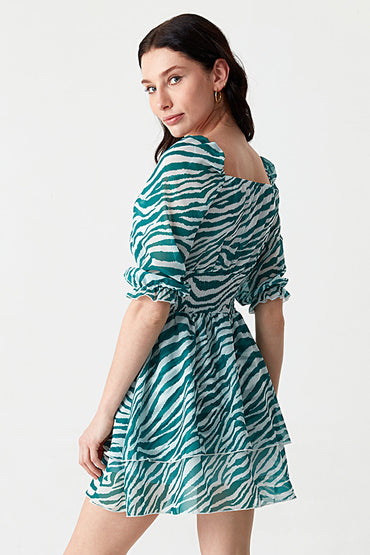 Green Zebra Chiffon Rara Dress