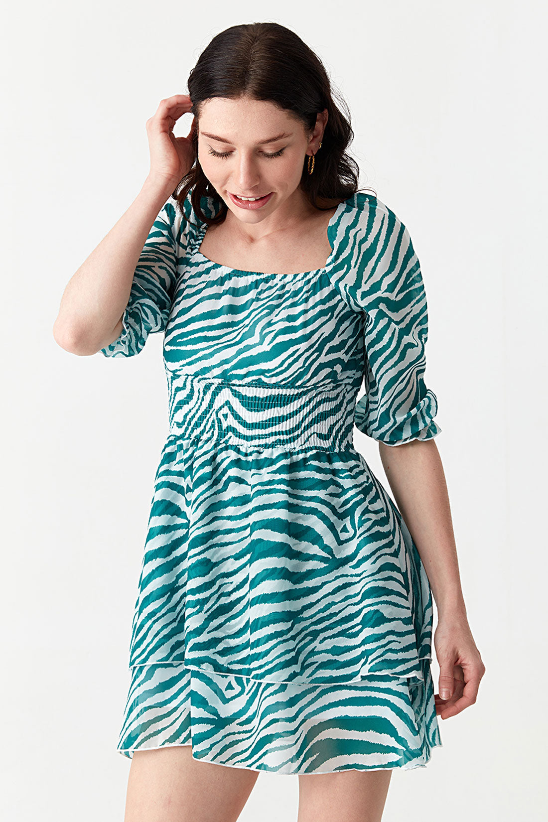Green Zebra Chiffon Rara Dress
