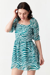 Green Zebra Chiffon Rara Dress