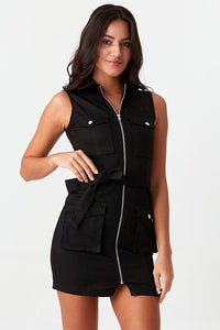 Black Sleeveless Casual Bodycon Dress