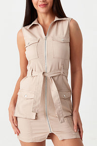 Stone Sleeveless Casual Bodycon Dress