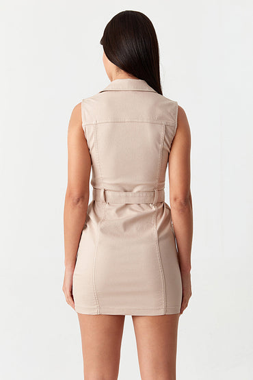 Stone Sleeveless Casual Bodycon Dress