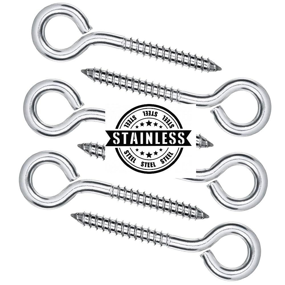 STAINLESS STEEL HEAVY DUTY SCREW IN EYE HOOKS Metal/Wood/Thread/Twist/Ring/Hoop 65mm (10pcs)
