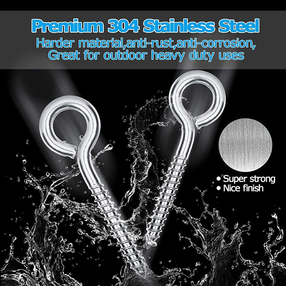 STAINLESS STEEL HEAVY DUTY SCREW IN EYE HOOKS Metal/Wood/Thread/Twist/Ring/Hoop 55mm (10pcs)