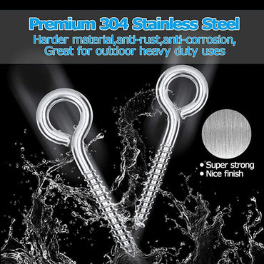 STAINLESS STEEL HEAVY DUTY SCREW IN EYE HOOKS Metal/Wood/Thread/Twist/Ring/Hoop 65mm (10pcs)