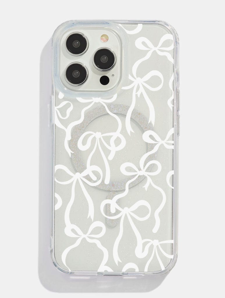 White Bows Glitter MagSafe iPhone Case