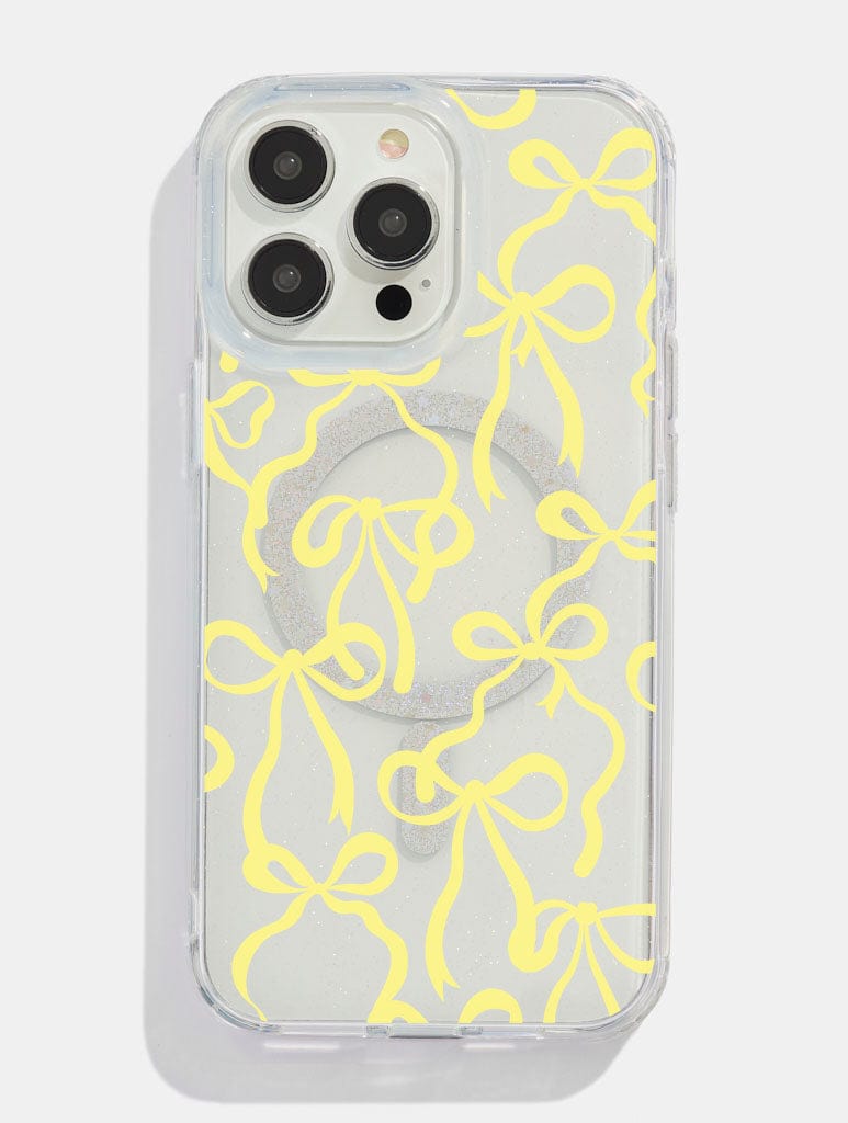 Yellow Bows Glitter MagSafe iPhone Case